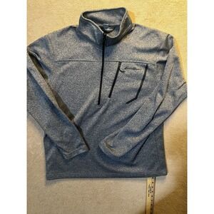 Eddie Bauer Men Large Heather Gray Black First Ascent 1/4 Zip Fleece Pullover